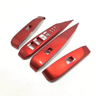 Imagem de Xodouhi Acessórios interiores do carro janela de vidro painel interior apoio de braço interruptor de elevação guarnição de botão para Toyota Camry 2018 2019 2020 2021 2022 vermelho (A)