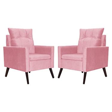 Imagem de Kit 02 Poltronas Decorativa Ligia Suede Cores - DS Estofados