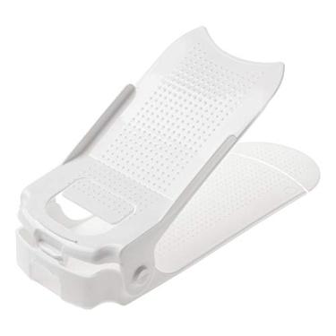 Imagem de Kit 20 Organizadores de sapato com furo: sapato, saltos e tênis com regulagem de altura - Branco