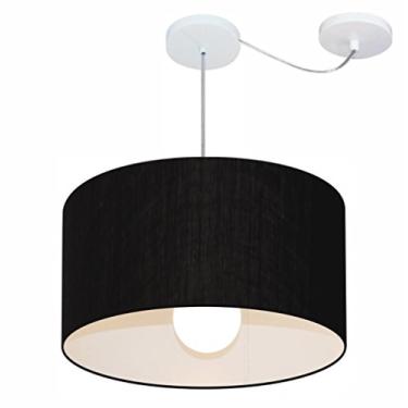 Imagem de Lustre Pendente com Desvio de Centro Cúpula Tecido 50x30 cm, Vivare Iluminação, Pendente4231 PR, Preto, Médio