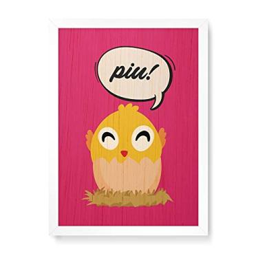 Imagem de Arte Maníacos Quadro Decorativo em Madeira Pinto Ovo - 23x16,25cm (Moldura caixa em laca branca)