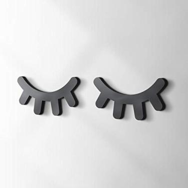Imagem de Par de Cílios em MDF Preto Decoração Quarto Infantil 15cm x 8cm Olhos Fechados Dormindo Lashes