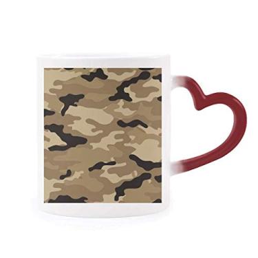 Imagem de Camuflagem Line Art Grain Illustration Pattern Heat Sensitive Mug Red Color Changing Grés Cup