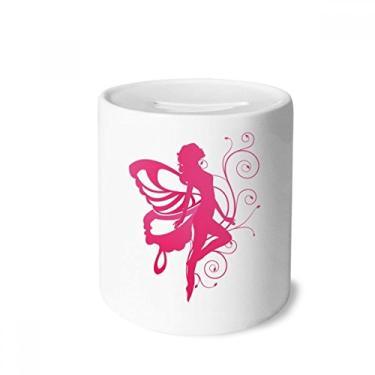 Imagem de DIYthinker Borboleta com asa rosa lindo anjo caixa de dinheiro caixa de cerâmica porta-moedas presente de cofrinho