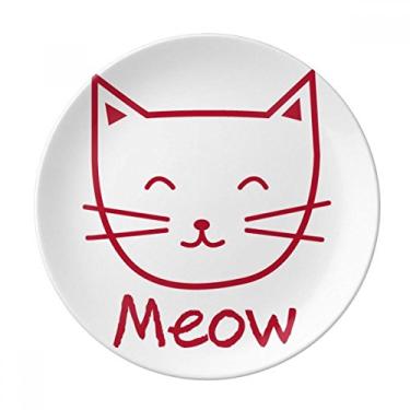 Imagem de Cat Mewing Prato de proteção simples decorativo de porcelana Salver Prato de jantar