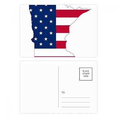 Imagem de Mapa dos EUA de Minnesota com estrelas listradas, formato de cartão-postal de aniversário, cartão de agradecimento