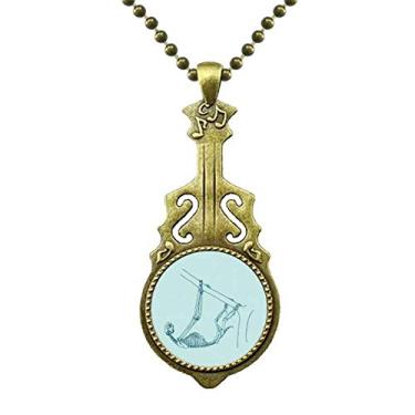 Imagem de DIYthinker Colar de bicho-preguiça esqueleto esboço animal colar antigo joia música pingente de guitarra