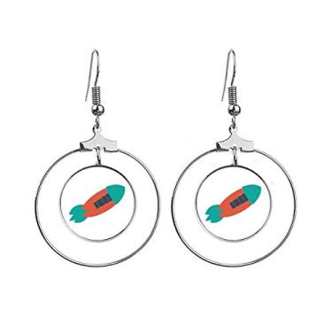 Imagem de Brincos de argola estilo monstro alienígena do universo com pingente de foguete