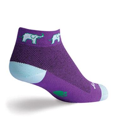 Imagem de Meias femininas de ciclismo/corrida SockGuy 2,5 cm, Purple/Tusker, Small-Medium