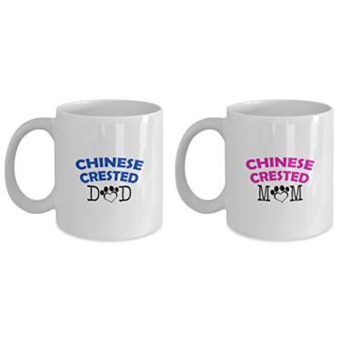 Imagem de Caneca divertida de crista chinesa para casal – pai de crista chinês – mãe de crista chinesa – presentes para amantes de crista chinesa – ideia exclusiva de presentes de cerâmica (pai e mãe)
