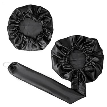 Imagem de Kit 1 Touca Difusora + 1 Touca Cetim Seda Anti Frizz Preta