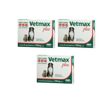 Imagem de 3 Vetmax Plus Vermifugo Para Cães 10Kg 4 Comprimidos - Vetnil