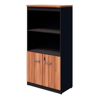 Imagem de Armário de Escritório Yaris com Nichos 2 PT Nogal Sevilha e Preto