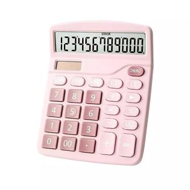 Imagem de Calculadora de Mesa Rosa Visor Grande 12 Dígitos Solar E Pilha Dexin-837b