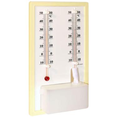 Imagem de Termo-Higrômetro Analógico Bulbo Seco e Úmido -10+50 x 1°C Líquido Incoterm 5195.03.0.00