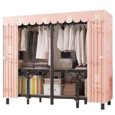 Imagem de Armário de guarda-roupa de liga de ferro com capa de pano Armário de guarda-roupa portátil Armário de armazenamento de grande capacidade Roupeiros extra resistentes
