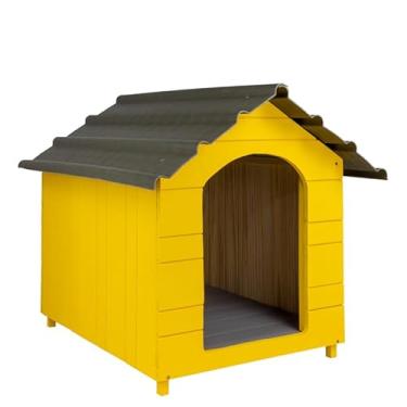 Imagem de Casinha de Cachorro Telhado Ecológico Reforçada Extra Gigante N7 (Amarelo)