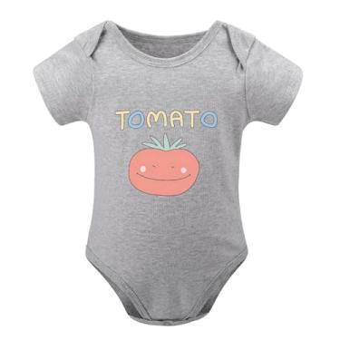 Imagem de SHUYINICE Macaquinho fofo de tomate para bebês fofo unissex macacão infantil peça única macacão engraçado para recém-nascidos, Cinza, 0-3 Months