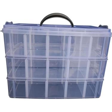 Imagem de Caixa organizadora de 30 compartimentos com divisórias, organizador de armazenamento em forma de cubo com compartimentos para contas, papelaria, brinquedos, materiais de artesanato e artes, recipiente