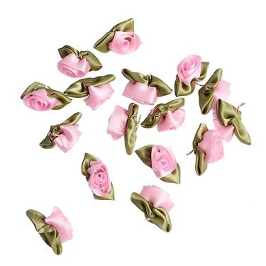 Imagem de NUOBESTY 1 Conjunto Flor Diy Para Fita Cabeça De Flor Falsa Cabeças De Flores Artificiais Flor De Mini Fita Laços De Fita De Cetim De Tecido Decoração Casamento Rosa Aplique