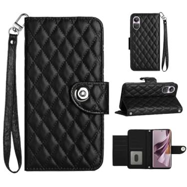 Imagem de Para Oppo Reno10, capa carteira com alça de pulso, capa flip magnética de couro com 7 cartões e 1 compartimento para dinheiro, suporte feminino presente capa de telefone para Oppo Reno10 6,7 polegadas