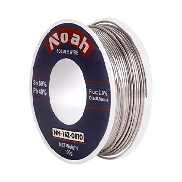 Imagem de Noah Fio de solda de núcleo de resina de chumbo de estanho para soldagem, conteúdo 2,0% de fluxo de solda Sn60-Pd40 (1,0 mm, 100 g)