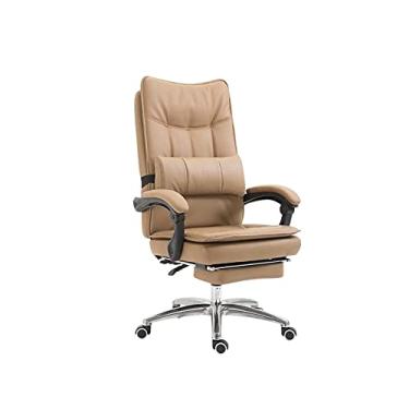 Imagem de Cadeira ergonômica para jogos de computador, cadeira executiva de escritório executiva, cadeiras de mesa com apoio para os pés e apoio de braço de articulação, cadeira de couro preto