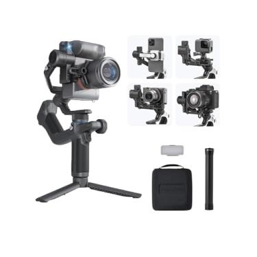 Imagem de FeiyuTech Combo SCORP Mini-2: bolsa portátil + poste de fibra de carbono de 28 cm + luz de preenchimento, estabilizador de câmera de 3 eixos tudo em um, rastreador de IA integrado para câmera sem