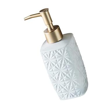Imagem de Garrafa Dispensadores de sabão unidade dispensador de mão banheiro shampoo garrafa: 310ml bomba reutilizável spray recipientes de banho de mão Banheiros (Color : White)