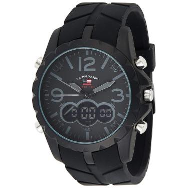 Imagem de U.S. Polo Assn. Relógio masculino esportivo US9287 com pulseira de borracha preta, Preto, NOSIZ, Digital, movimento de quartzo