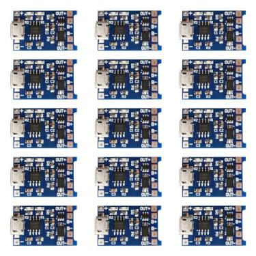 Imagem de Módulo de carregador de bateria USB 3,7 V tipo C, 15 V, 1 A, 18 650, placa de carregamento de bateria de lítio com duas funções de proteção (micro USB-15 peças)