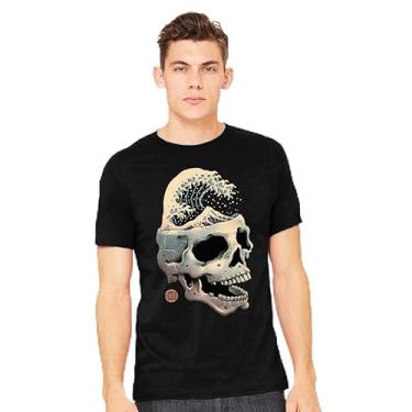 Imagem de TeeFury - Skull Wave - Camiseta masculina com caveira, Preto, XXG