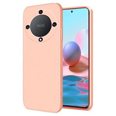 Imagem de Yarxiawin Compatível com Honor Magic 5 Lite capa de silicone roxa Honor Magic 5 Lite capa protetora fina à prova de choque capa macia anti-impressão digital (rosa)