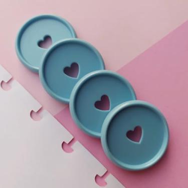 Imagem de Kit 12 Discos G 32mm de Caderno Infinito Sistema Inteligente Amor Infinito Cadernos - Coração (Azul Claro Metalizado)