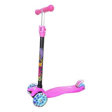 Imagem de PATINETE INFANTIL DE PLÁSTICO E METAL DOBRÁVEL E ALTURA AJUSTÁVEL COM 03 RODAS (ROSA)