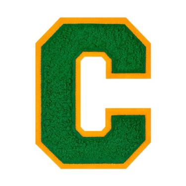 Imagem de Remendos de letras de ferro de 11,4 cm verde chenille remendos de letras grandes do time universitário adesivos de jaqueta Letterman para roupas (C)