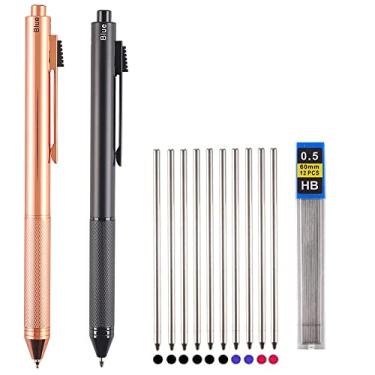 Imagem de Ipienlee Canetas multifuncionais 4 em 1, canetas multicoloridas, 0,7 mm, 3 cores, lapiseira de 0,5 mm, contém 2 canetas e 10 refis de caneta esferográfica e 1 pacote de refil de lápis