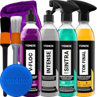 Imagem de Kit Lavagem Automotiva Completa Vonixx Cera Carnauba Tok Final V-Floc Revitalizador de Plasticos intense Sintra fast