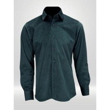 Imagem de Camisa Masculina Social Manga Longa Veludo Verde-Masculino