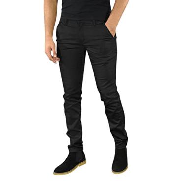 Imagem de Yoyorule Calça masculina casual de negócios, lisa, lisa, com zíper, bolso e bolso cropped, 12 presentes, Preto, XXG