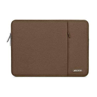Imagem de Capa MOSISO para laptop de 13 a 13,3 polegadas, compatível com MacBook Air/Pro 13”/Pro 14”, notebook HP, Dell, ASUS, Lenovo, bolsa vertical de poliéster com bolso, marrom-claro