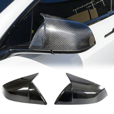 Imagem de MCARCAR KIT Capa de espelho de fibra de carbono seca serve para Tesla Model S Plaid Sedan 2021-2023 Plus Tampas de espelho retrovisor lateral exterior do carro fora da tomada de fábrica