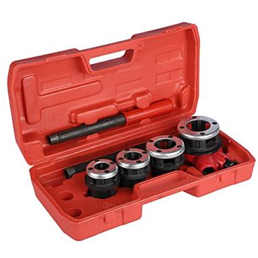 Imagem de Kit de Rosqueamento de Tubo 4 Matrizes Com 2 Alças, Cabeça de Catraca para Roscas de Tubo de 1/2, 3/4, 1, 1-1/4 Polegada, Ferro Fundido Durável, Furos de Remoção de Cavacos,