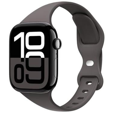 Imagem de STG Sport Pulseira compatível com Apple Watch de 38 mm, 40 mm, 41 mm, 42 mm, 44 mm, 45 mm, 49 mm, pulseira de substituição estreita fina de silicone macio compatível com iWatch Ultra SE Series 8/7/6/5/4/3/2/1 (Cocoa, 42 mm/44 mm/45 mm/49 mm)