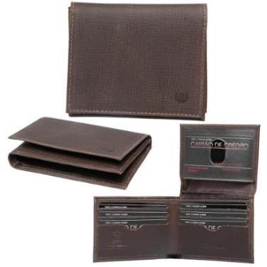Imagem de Carteira Masculina Couro Legítimo Bovino Porta Cartões Modelo L Documentos-Masculino