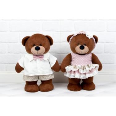 Imagem de PELUCIA CASAL URSO AMORE DE NATAL - PARA DECORAÇÃO E CHÁ REVELAÇÃO (Chá Revelação Caqui e Rosê - Pelúcia Marrom)