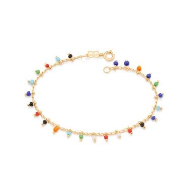 Imagem de Pulseira banhado ouro 3x 24k 18k e 22k feminina miçangas colorida mode