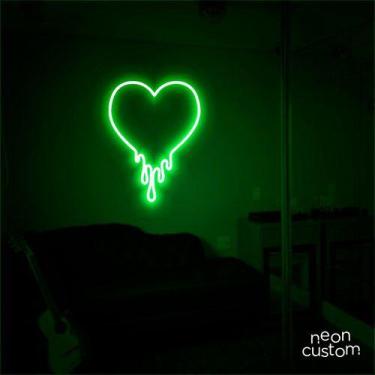 Imagem de luminaria letreiro Neon Led Coração Derretido 100x75 luminoso decoraçã