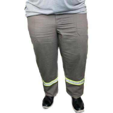 Imagem de Calça Plus Size REFORÇADA de Brim Pesado com Faixa Refletivo Uniforme 
