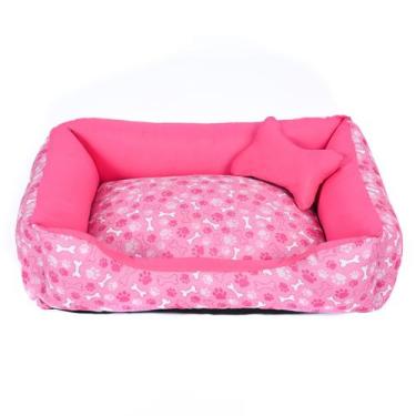 Imagem de Cama para Cachorro Grande 70X55 Com Zíper Estampa Ossinho Pink 2 - Lh 